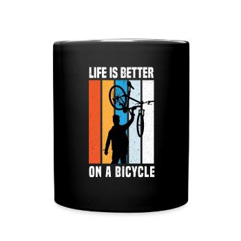 Fahrrad Radfahrer Fahrradfahrer Radtour - Tasse einfarbig - Schwarz - Vorne