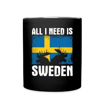 All i need is Sweden Scandinavia - Full Colour Mug - black - Front