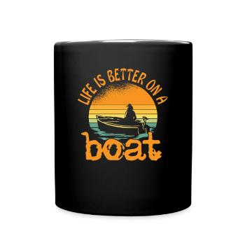 Life Is Better On A Boat Funny Boating Captain - Full Colour Mug - black - Front