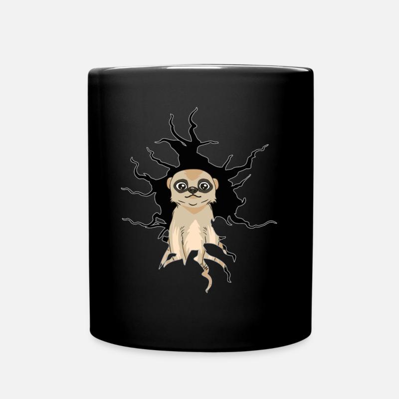 Riss Loch Erdmännchen - Tasse einfarbig - Schwarz