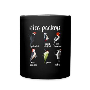 Funny Woodpecker bird Christmas Gift Nice Pecker - Full Colour Mug - black - Front