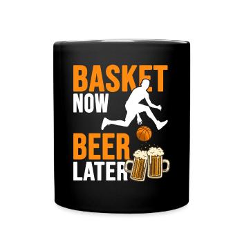Basketball, Bier und Basketball Geschenk - Tasse einfarbig - Schwarz - Vorne