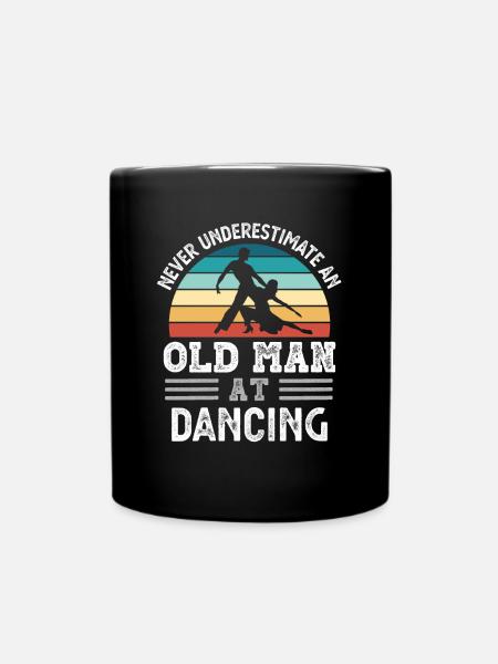 Old Man at Dancing Fathers Day Funny Gift - Full Colour Mug - black