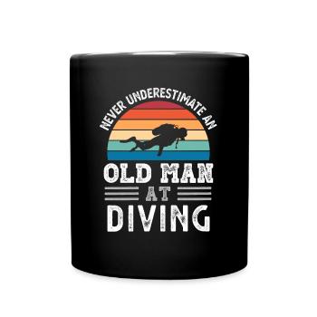 Old Man at Diving Fête des Pères Drôle Cadeau - Mug uni - noir - Devant
