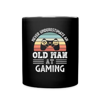 Old Man at Gaming Fathers Day Funny Gift - Full Colour Mug - black - Front