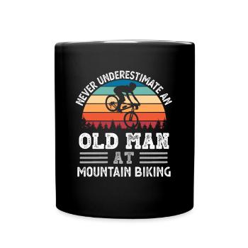 Alter Mann beim Mountainbiken Vatertag Lustiges Geschenk - Tasse einfarbig - Schwarz - Vorne