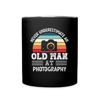 Old Man at Photography Fathers Day Funny Gift - Full Colour Mug - black - Front