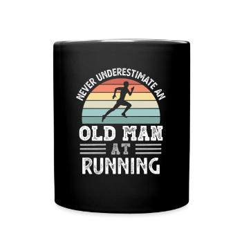 Old Man at Running Fathers Day Funny Gift - Full Colour Mug - black - Front