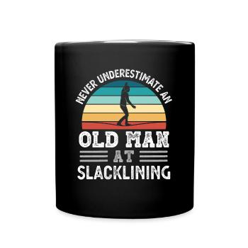 Old Man at Slacklining Fathers Day Funny Gift - Full Colour Mug - black - Front