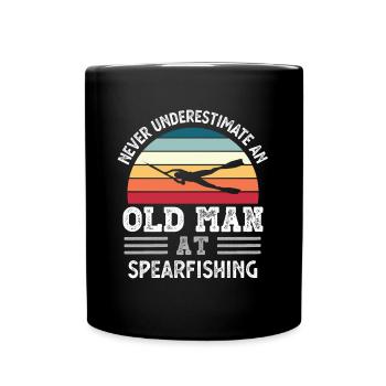 Old Man at Spearfishing Fathers Day Funny Gift - Full Colour Mug - black - Front