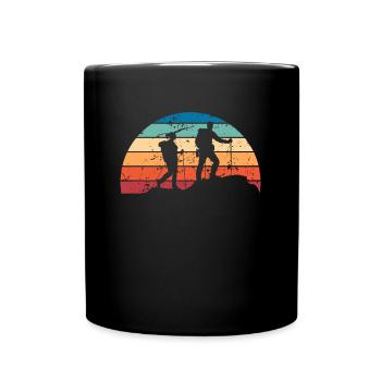 Retro Backpacking Sunset Vintage randonnée Sunrise - Mug uni - noir - Devant