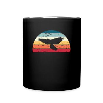 Retro Falknerei Sonnenuntergang Vintage Vogel Sonnenaufgang - Tasse einfarbig - Schwarz - Vorne