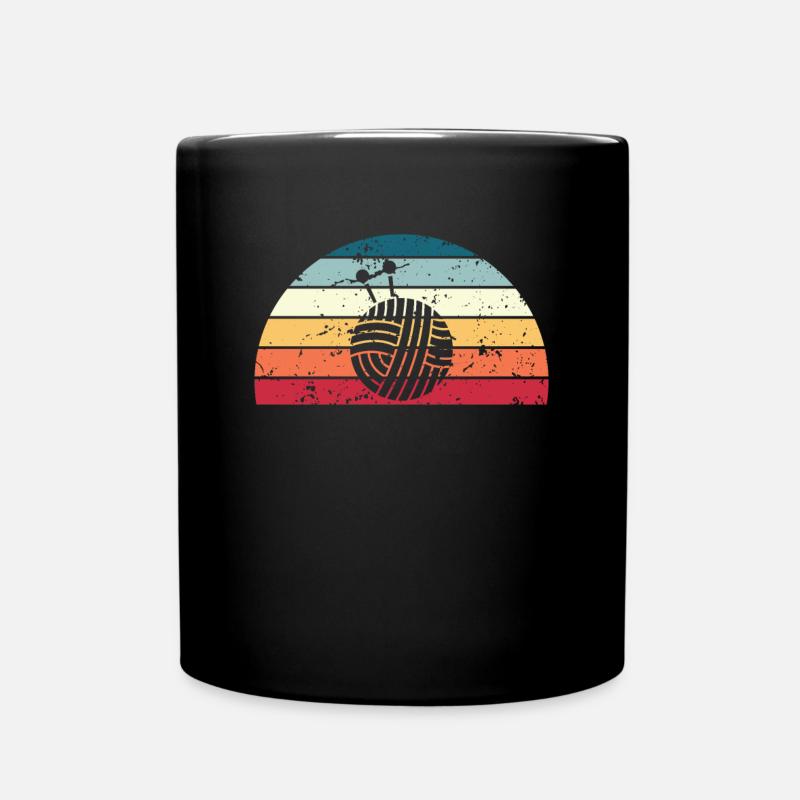Retro Stricken Sunset Vintage Strick Sunrise - Tasse einfarbig - Schwarz