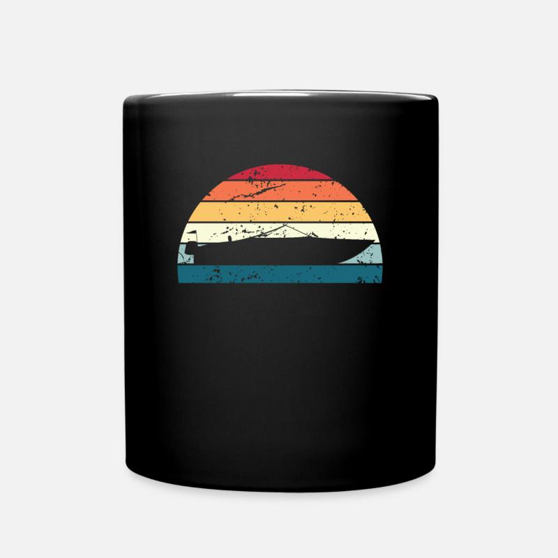Retro Motorbootfahren Sonnenuntergang Vintage Motorbootfahren - Tasse einfarbig - Schwarz