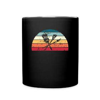Retro Gemälde Sonnenuntergang Vintage Maler Sonnenaufgang - Tasse einfarbig - Schwarz - Vorne