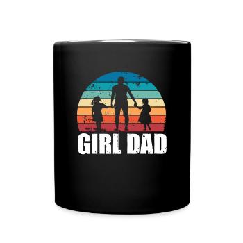 Fille Papa Coucher de soleil Papa de filles Cadeau de fête des pères - Mug uni - noir - Devant