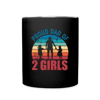 Fier papa de 2 filles Fête des pères Fille Papa Cadeau - Mug uni - noir - Devant