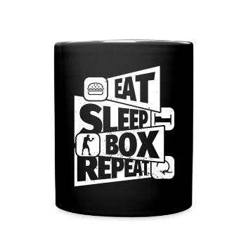 Boxen Sport lustiger Spruch: Boxing - Tasse einfarbig - Schwarz - Vorne