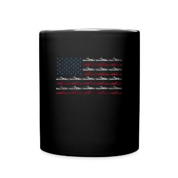 Vintage Submarine American Flag 4th of July Navy - Full Colour Mug - black - Front