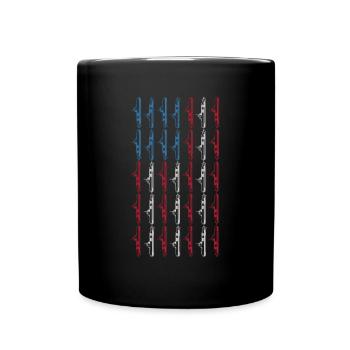 Submarine American Flag 4th of July Boating - Full Colour Mug - black - Front