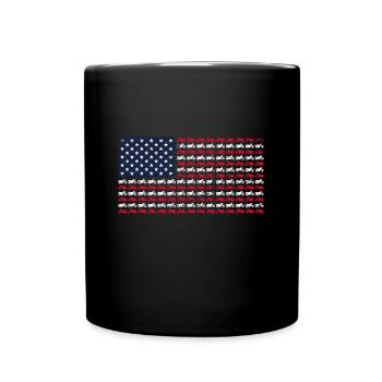 Vintage Motorcycle Biker American Flag 4th of July - Full Colour Mug - black - Front
