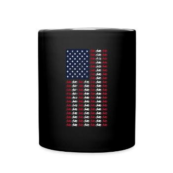 Vintage Moped American Flag 4th of July Scooter - Full Colour Mug - black - Front
