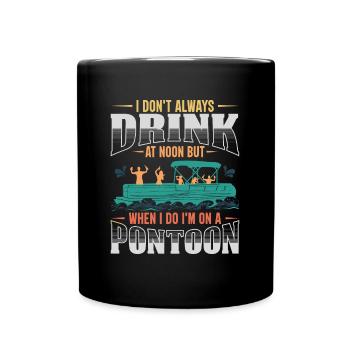 Lustiges Ponton-Trinkboot-Geschenk - Tasse einfarbig - Schwarz - Vorne