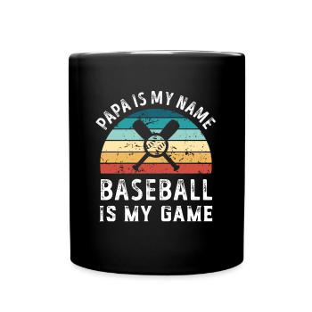 Papa est mon nom Le baseball est mon jeu Papa Pères - Mug uni - noir - Devant