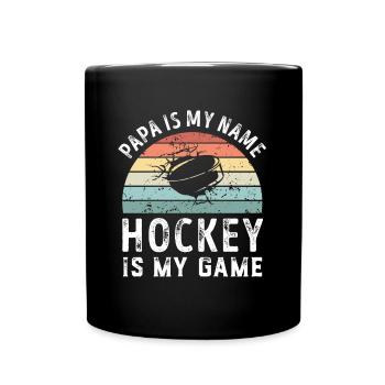 Papa est mon nom Le hockey est mon jeu Papa Fête des Pères - Mug uni - noir - Devant