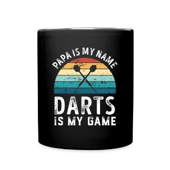 Papa is my Name Darts is my Game Dad Fathers Day - Full Colour Mug - black - Front