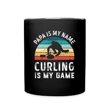 Papa est mon nom Curling est mon jeu Papa Pères - Mug uni - noir - Devant