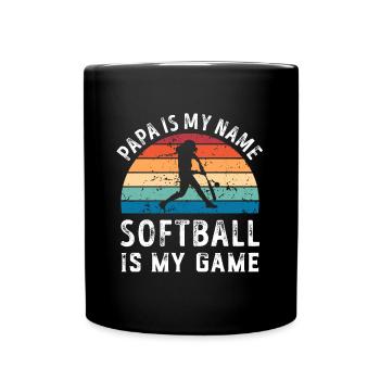 Papa est mon nom Softball est mon jeu Papa Pères - Mug uni - noir - Devant