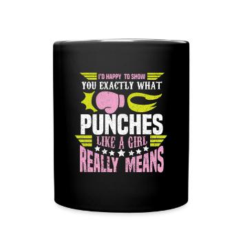 Boxing Boxer Martial Arts Boxing Ring Boxing Gloves - Full Colour Mug - black - Front