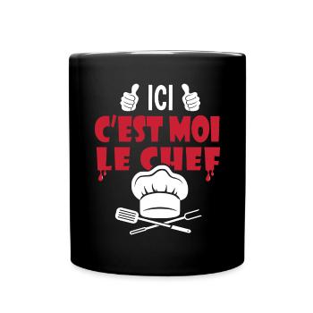 ici c est moi le chef cadeau papa cuisinier - Mug uni - noir - Devant