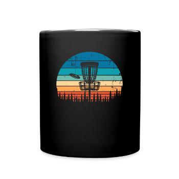 Vintage Disc Golf Retro Distressed Sonnenuntergang - Tasse einfarbig - Schwarz - Vorne