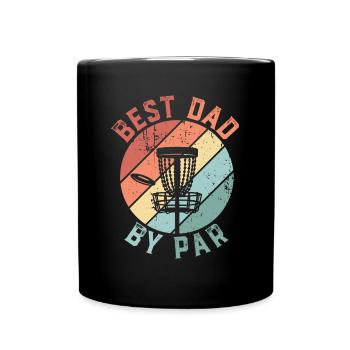 Retro Best Dad By Par Disc Golf Fathers Day - Full Colour Mug - black - Front
