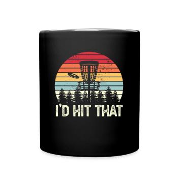 Lustiges Disc Golf Ich würde dieses Sonnenuntergangsgeschenk treffen - Tasse einfarbig - Schwarz - Vorne
