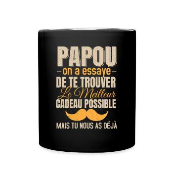 Papou Meilleur Cadeau Fête Des Pères Original Papy - Mug uni - noir - Devant