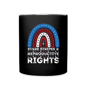 Stars Stripes Reproductive Rights Rainbow July 4th - Full Colour Mug - black - Front