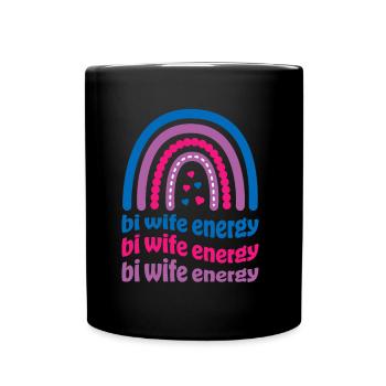 Bi Wife Energy Gay Pride Lesbian LGBT Cute - Full Colour Mug - black - Front