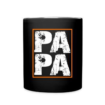 Papa ist der Beste - Papa ist unser Held - Tasse einfarbig - Schwarz - Vorne