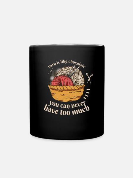 Yarn Is Like Chocolate Knitting - Full Colour Mug - black