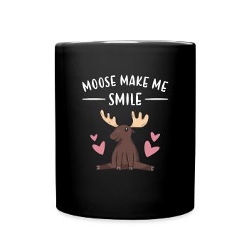 Elk Moose Make Me Smile Moose - Full Colour Mug - black - Front