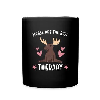 Elk Moose Are The Best Therapy Moose - Full Colour Mug - black - Front