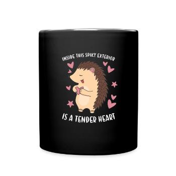 Inside This Spiky Exterior Is A Tender Heart - Full Colour Mug - black - Front