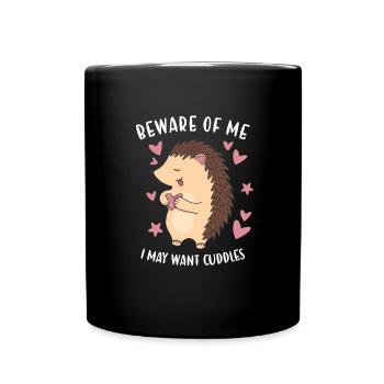 Hedgie Beware Of My Hedgehog - Full Colour Mug - black - Front