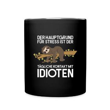 Sloth Faulenzer Süßes Faultier Geschenk - Tasse einfarbig - Schwarz - Vorne