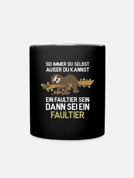 Sloth Faulenzer Süßes Faultier Geschenk - Tasse einfarbig - Schwarz