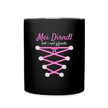 Damen Dirndl Ersatz Trachten Ersatz Bluse Kirmes - Tasse einfarbig - Schwarz - Vorne