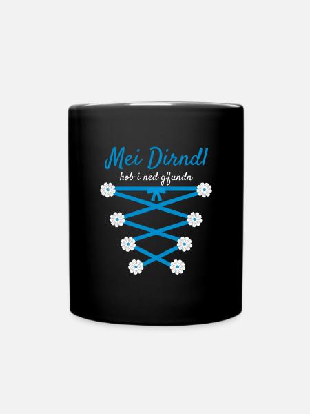 Damen Dirndl Ersatz Trachten Ersatz Bluse Kirmes - Tasse einfarbig - Schwarz